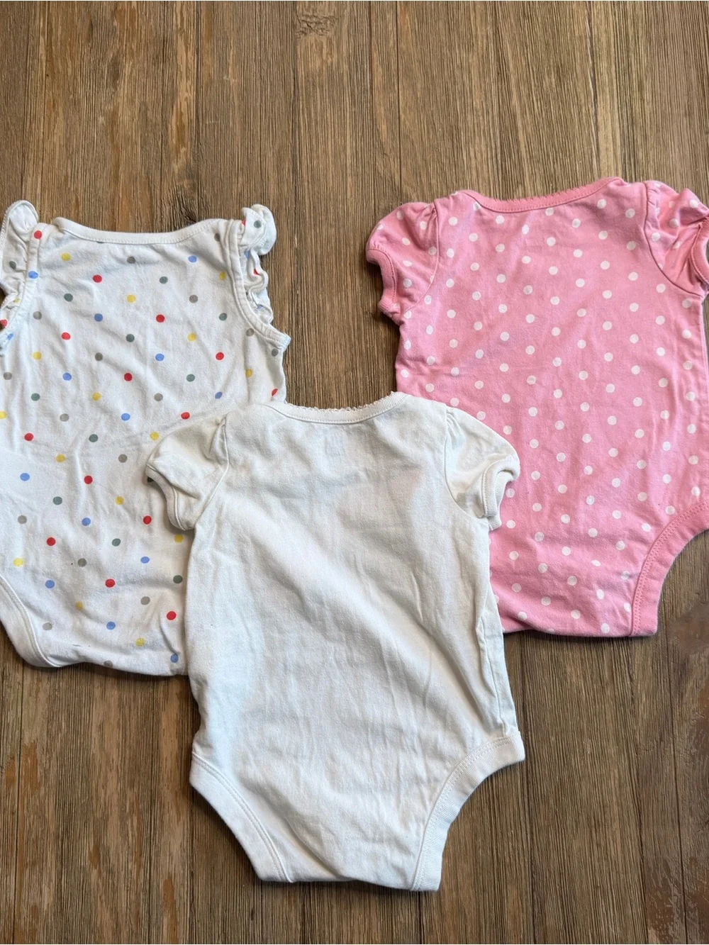 Baby Gap Bundle Girls Rainbow One-Piece Bodysuits - White, Pink, Polka Dot 0-3